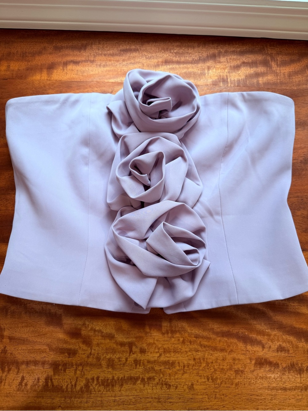 Endless Rose Lavender Strapless Floral Appliqué Bustier Tank